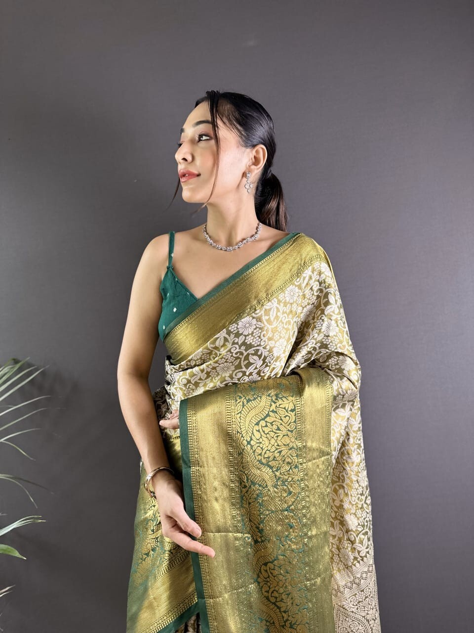 Tissue Silk Fabric Saree Blouse Dress Wedding Night Party Wear Casual Trending
