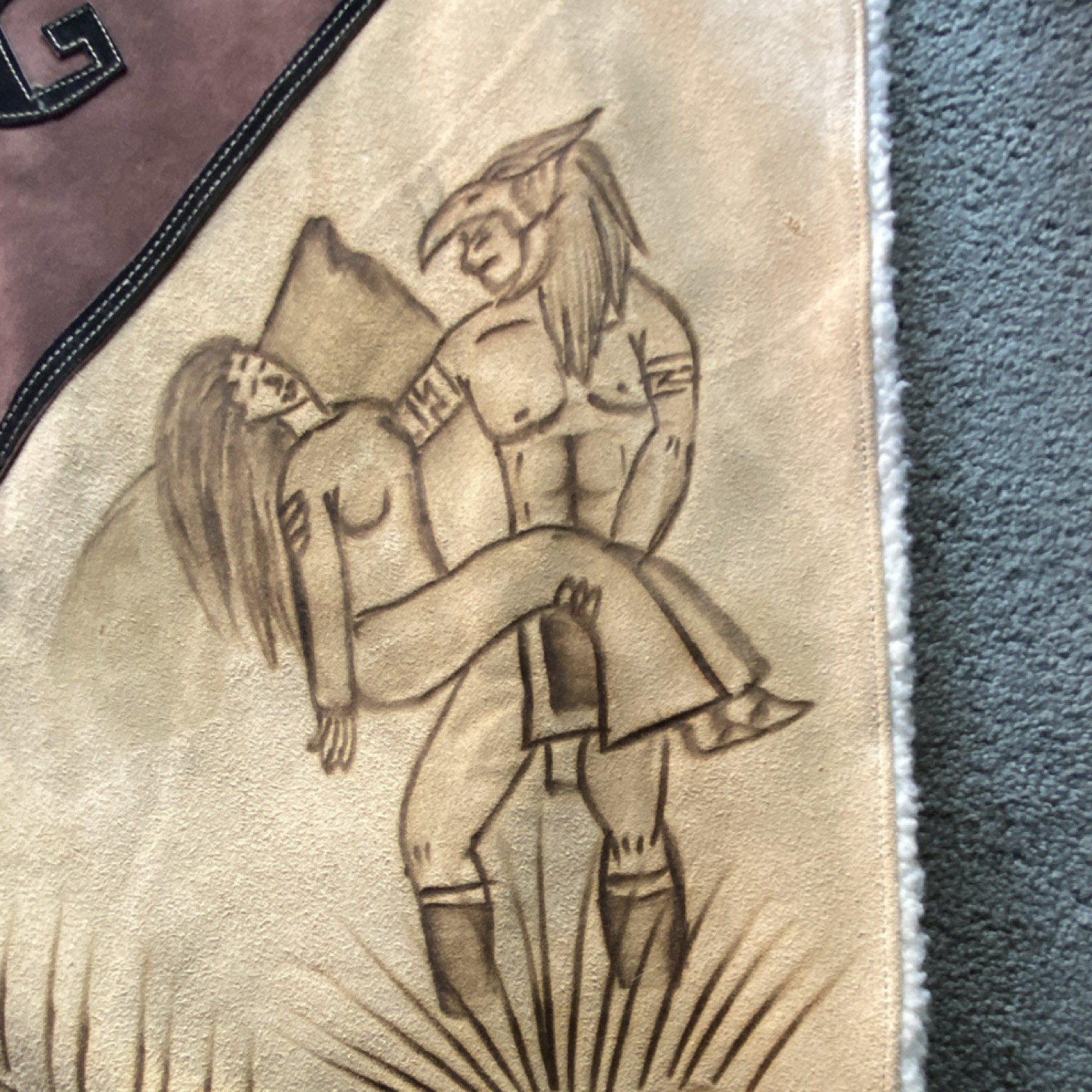 Vintage Mexican Artisanal Leather Poncho