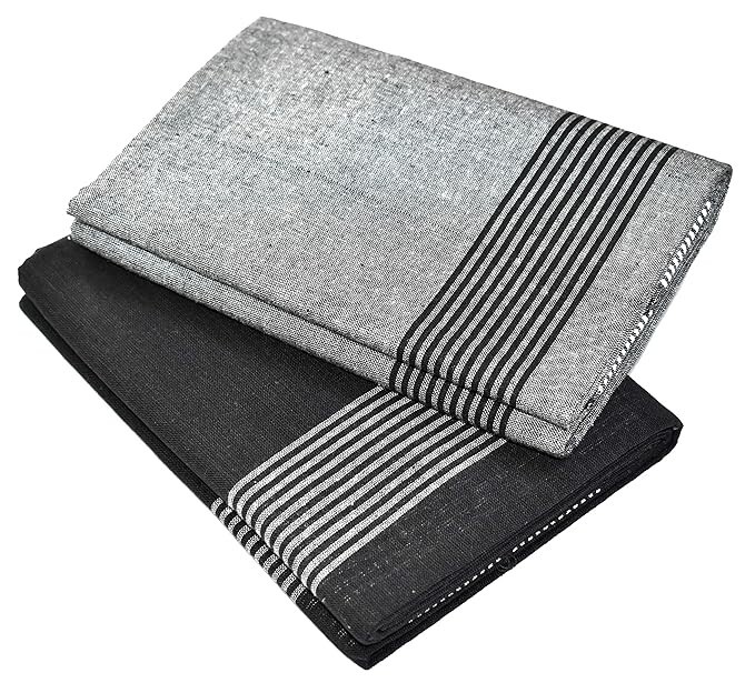 Men’s Cool Cotton Dhoti Plain Solid/Length: 2.0m ( Black & Grey )