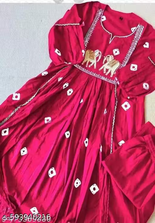 Women Long Embroidered Printed Kurta Kurti for Girls and Womens