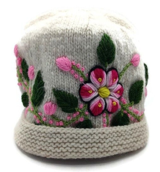 Peruvian Chullo for Women Handwoven Embroidered Multicolored Flowers