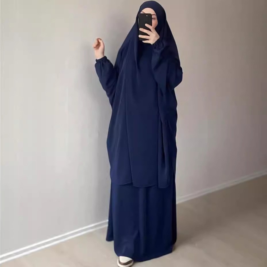 Muslim Women Kaftan Overhead Large Khimar Abaya Burka Ramadan Prayer Plain Set