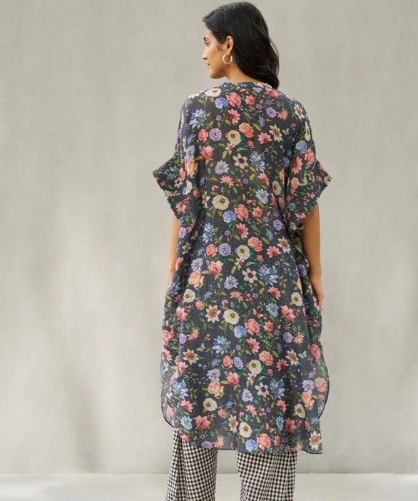 Nicobar Hazaar Bagh Kurta – Black One Size Loose Oversized Airy Boho Hippie