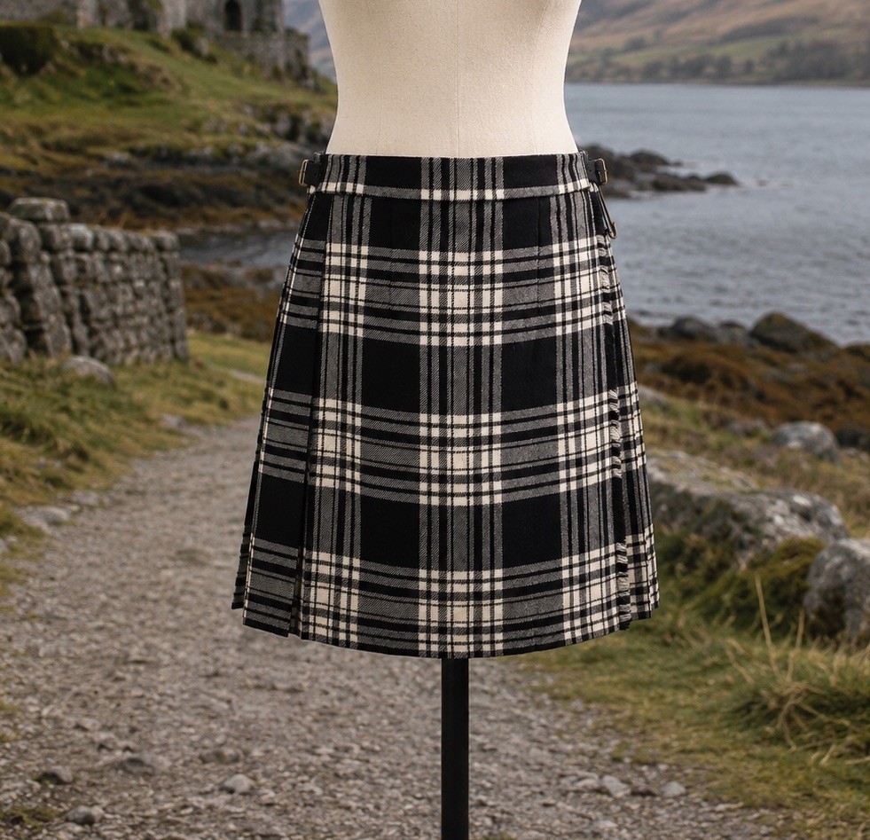 James Pringle Weavers Inverness Scotland Pure New Wool Tartan Kilt Skirt Size 12