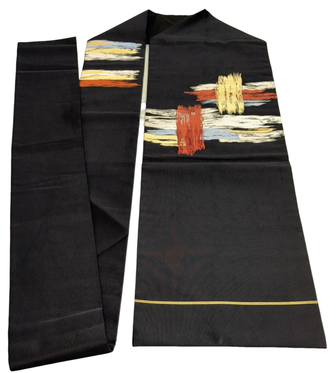 Japanese Vintage Kimono Nagoya Obi polyester black expensive transition 139x12in