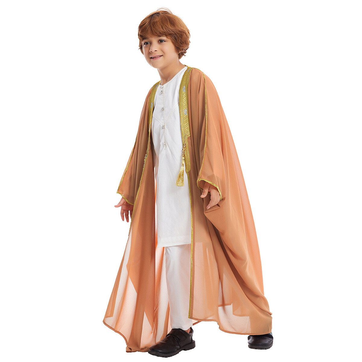 Muslim Children Kids Boys Dishdasha Thobe Kaftan Robe Islamic Abaya Saudi Jacket