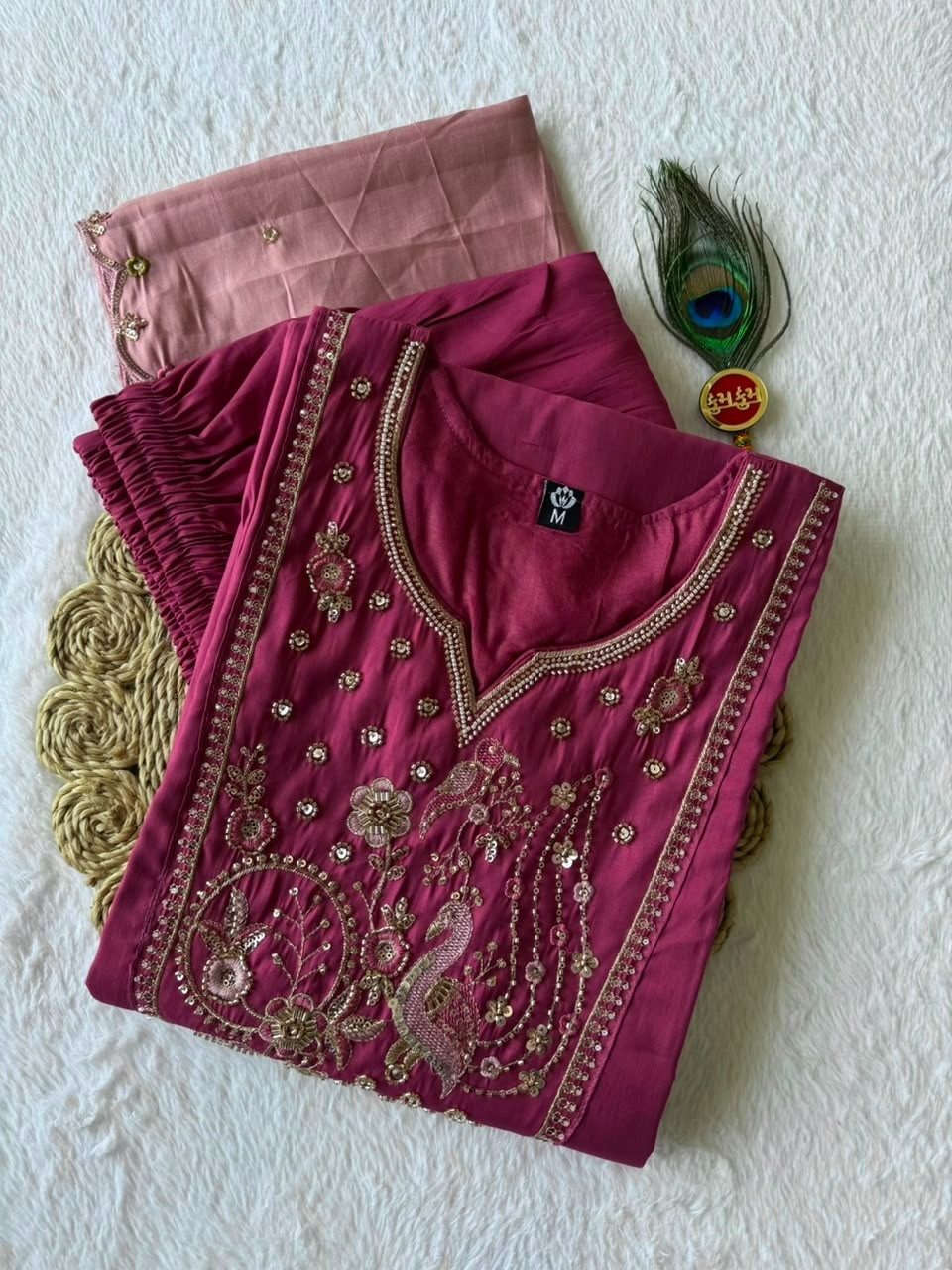 Readymade Pakistani Designer Boutique Suit Rouge Roman Silk Kurti Dupatta Set