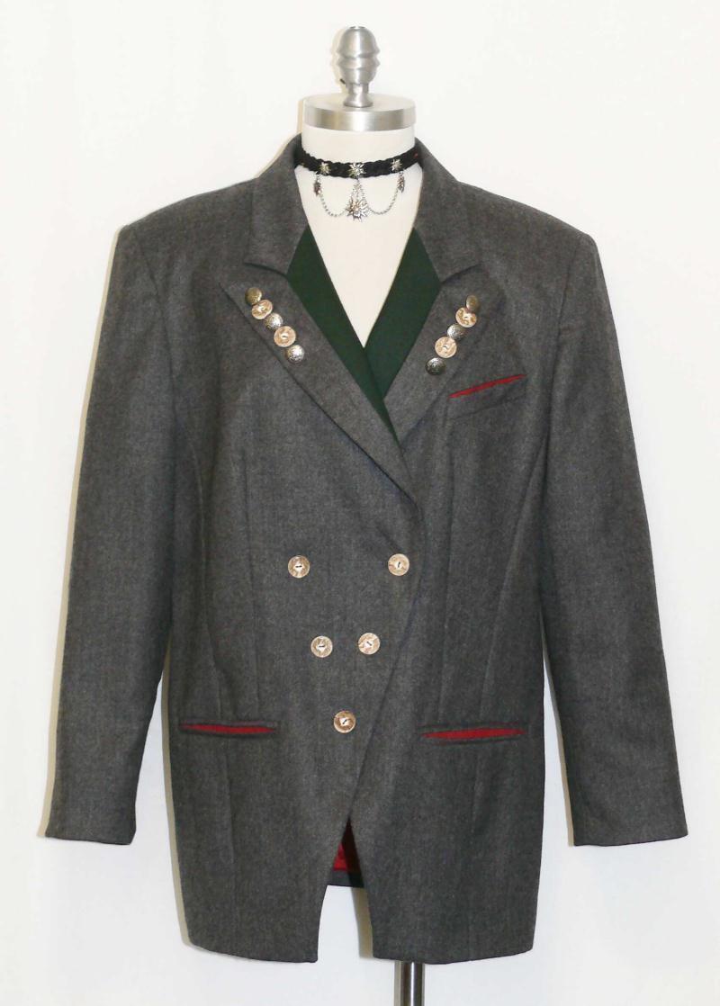 GRAY ~ BOILED WOOL German Women Sport Riding Jumping Tuxedo Dress JACKET 42 12 M