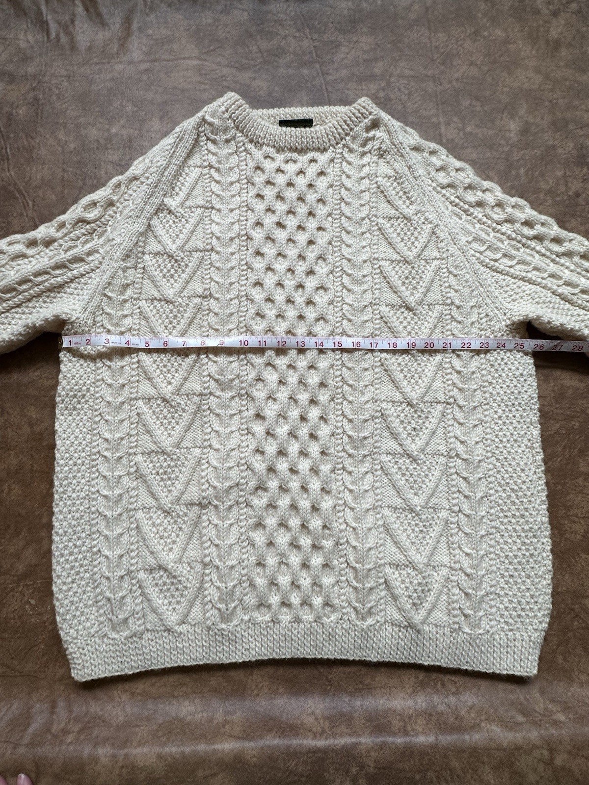 Aisling Aran Crafts Men’s X-LARGE 100% Wool Fisherman’s Crewneck Made in Ireland