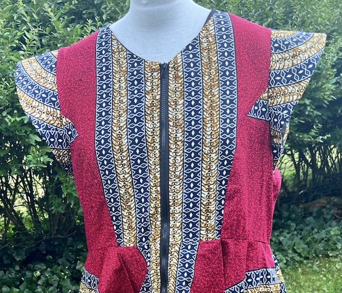 Ray Darten Anu African Print Zip Front Jacket Dress Size 3x Pockets Cap Sleeve