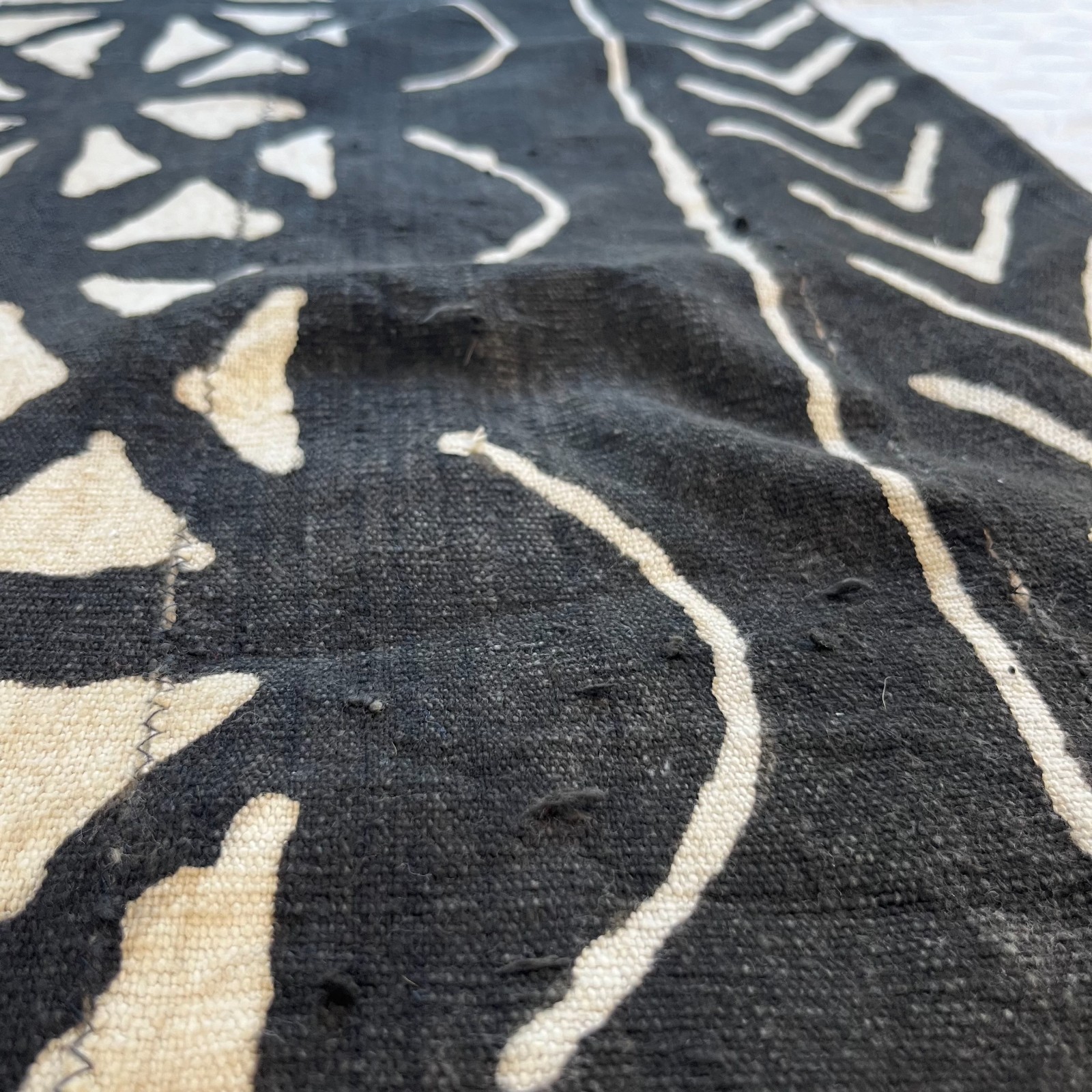 Traditional West African Bogolanfini Mud Cloth Tunic Dress Black Brown Geometric