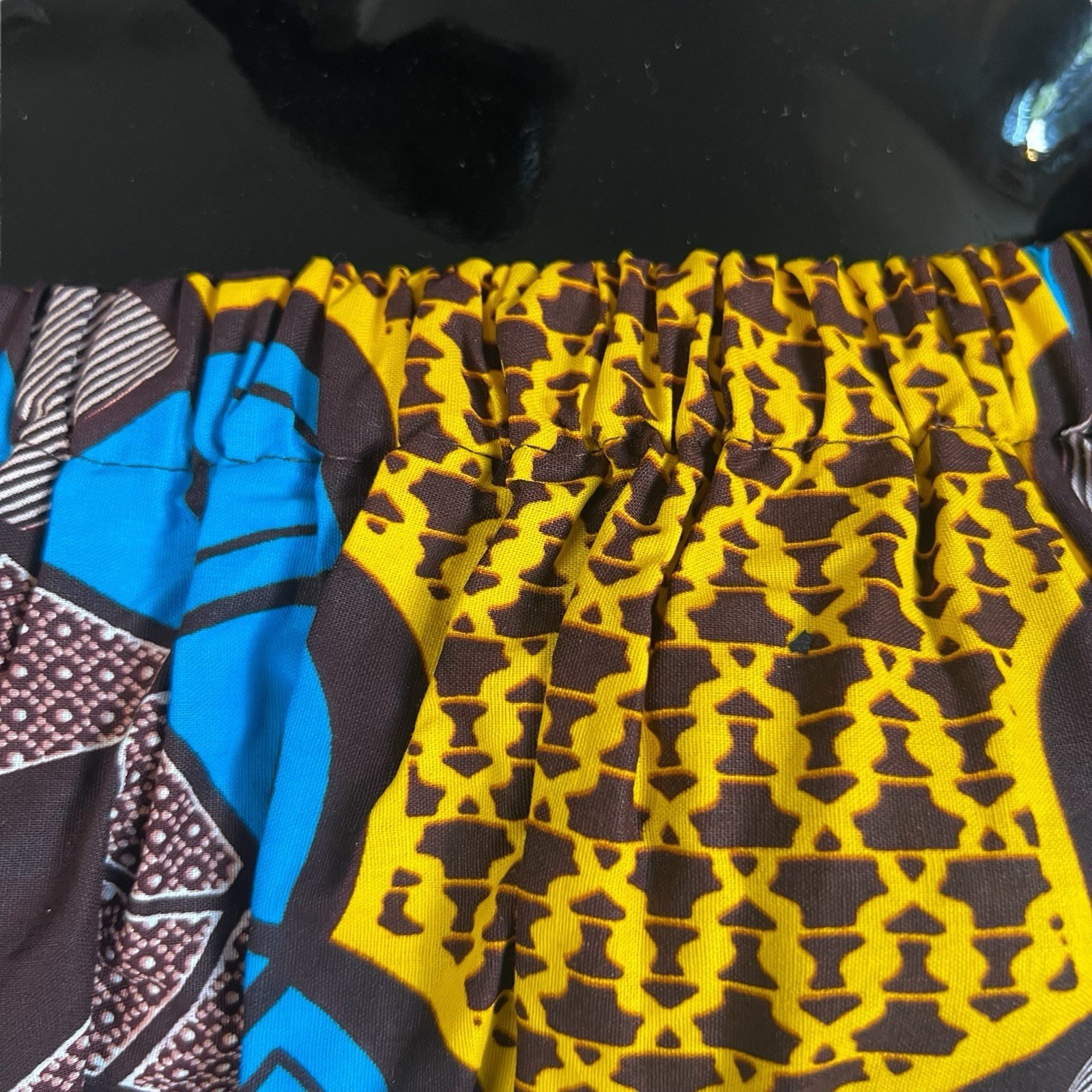 Yellow Blue And Brown African Print Women Crop Top ￼