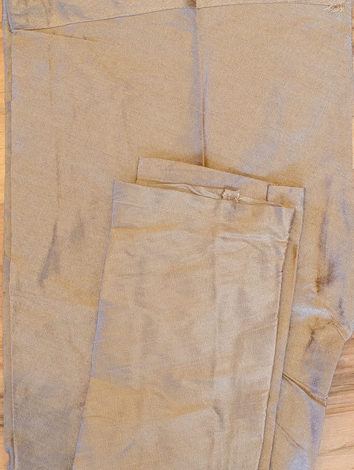 Silk Churidar Pajama Pant for Sherwani or Kurta Drawstring Waist Gold Off-white