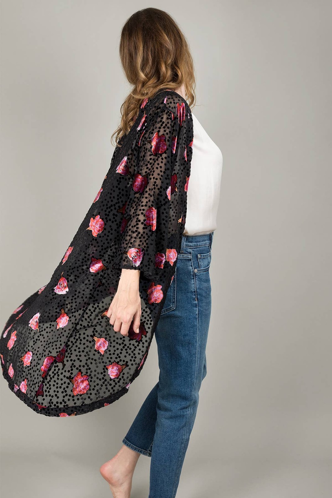 Night Rose Velvet Kimono