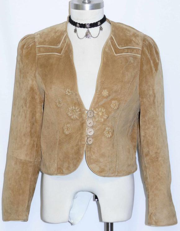 LEATHER JACKET ~ TAN BROWN ? Women German Short Winter Western Riding / 6 S
