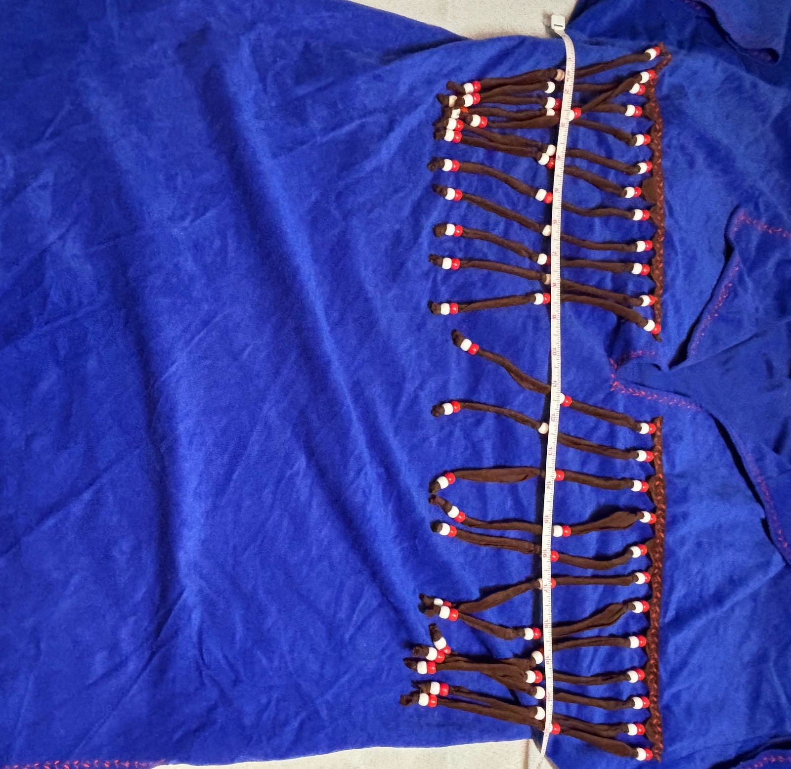 Native American Style Blue Suede Beaded Fringe Shirt Handmade