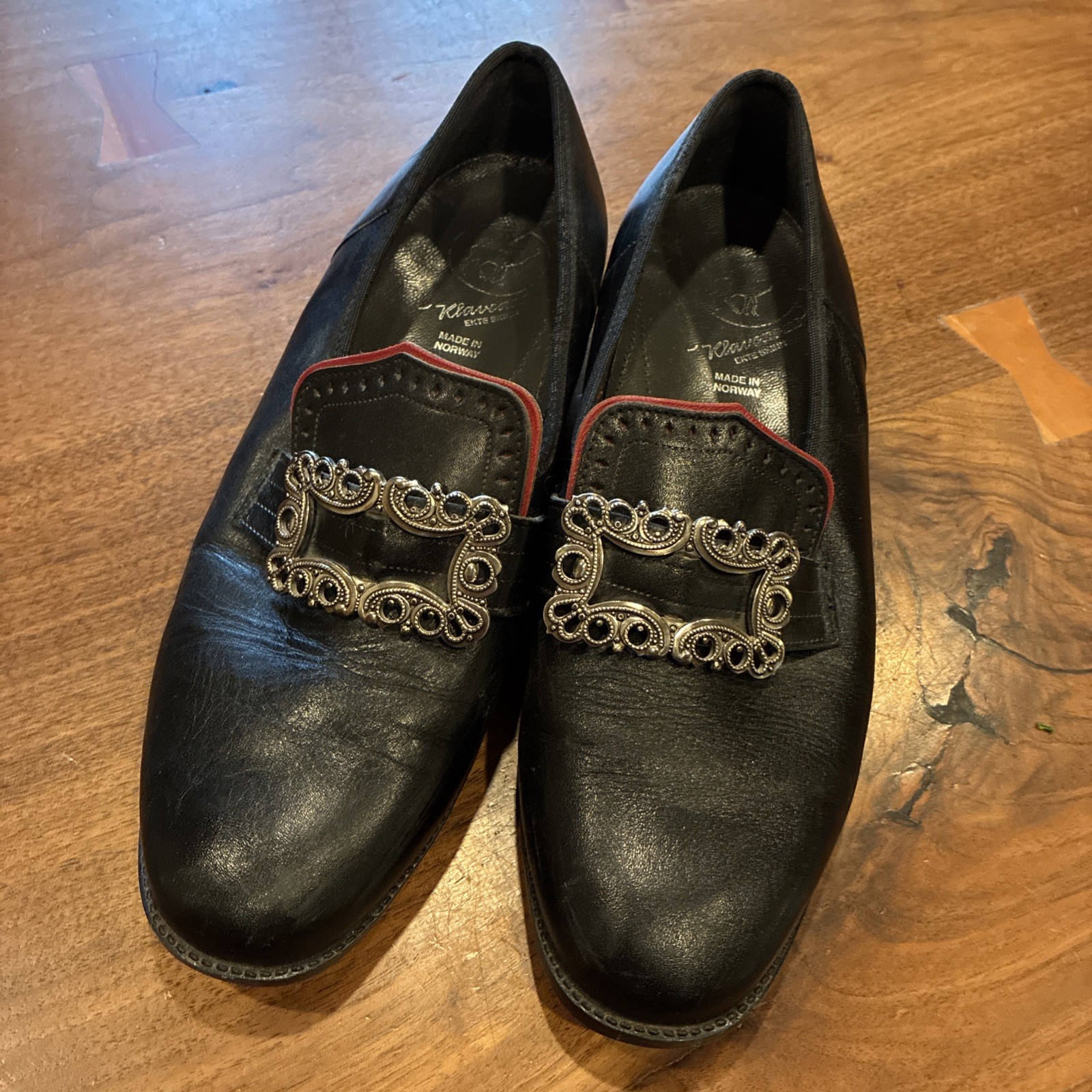 Norwegian LADY Klaveness Fine Leather Bunad Shoes Size 8 BEAUTIFUL From Norway