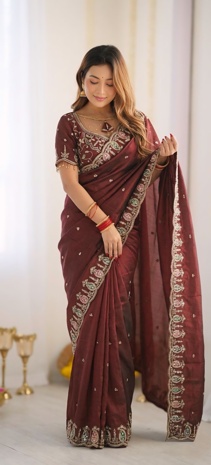 WEDDING DESIGNER BOLLYWOOD SAREE BLOUSE SARI ETHNIC PARTY WEAR INDIAN PAKISTANI