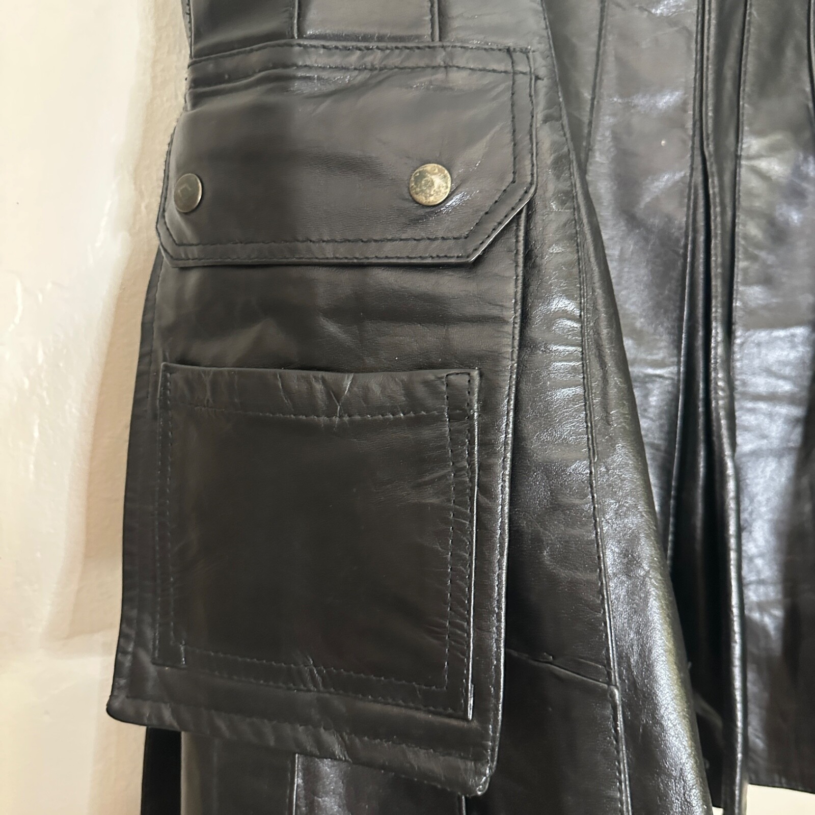 Leather Kilt High end handcrafted in US 40″ waist 23″ drop hem to waist Buckles