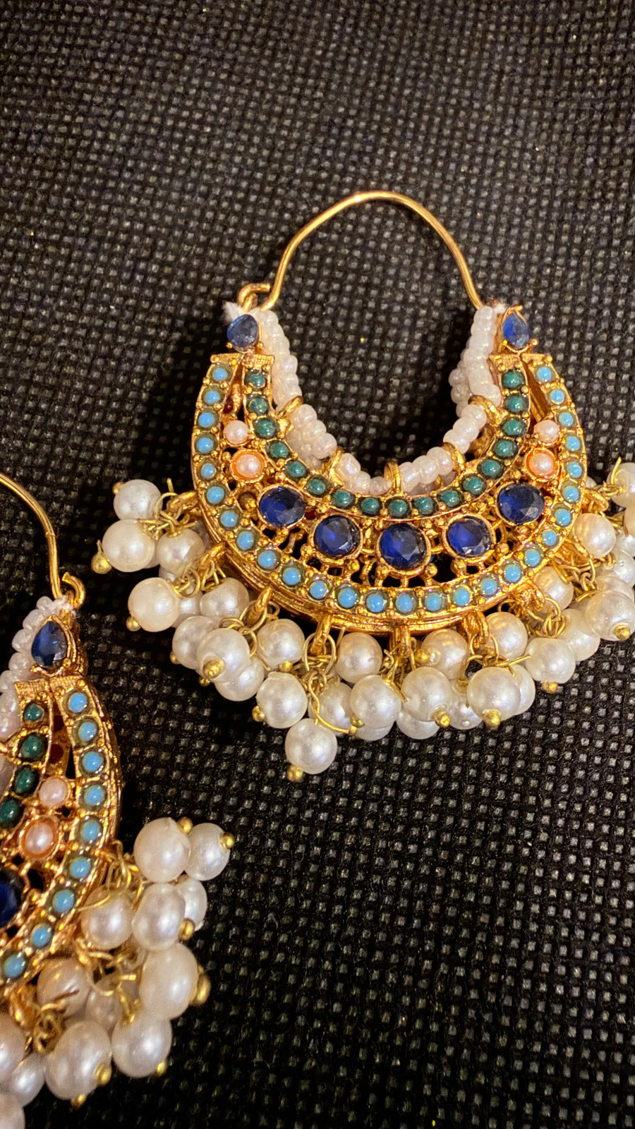 Crystal and Pearl Double Sided Traditional Earrings