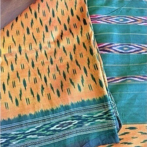 Vtg. Indian Womens Pre-Owned Golden/Mustard Print 100% Silk/Saree Crafts/Fabrics