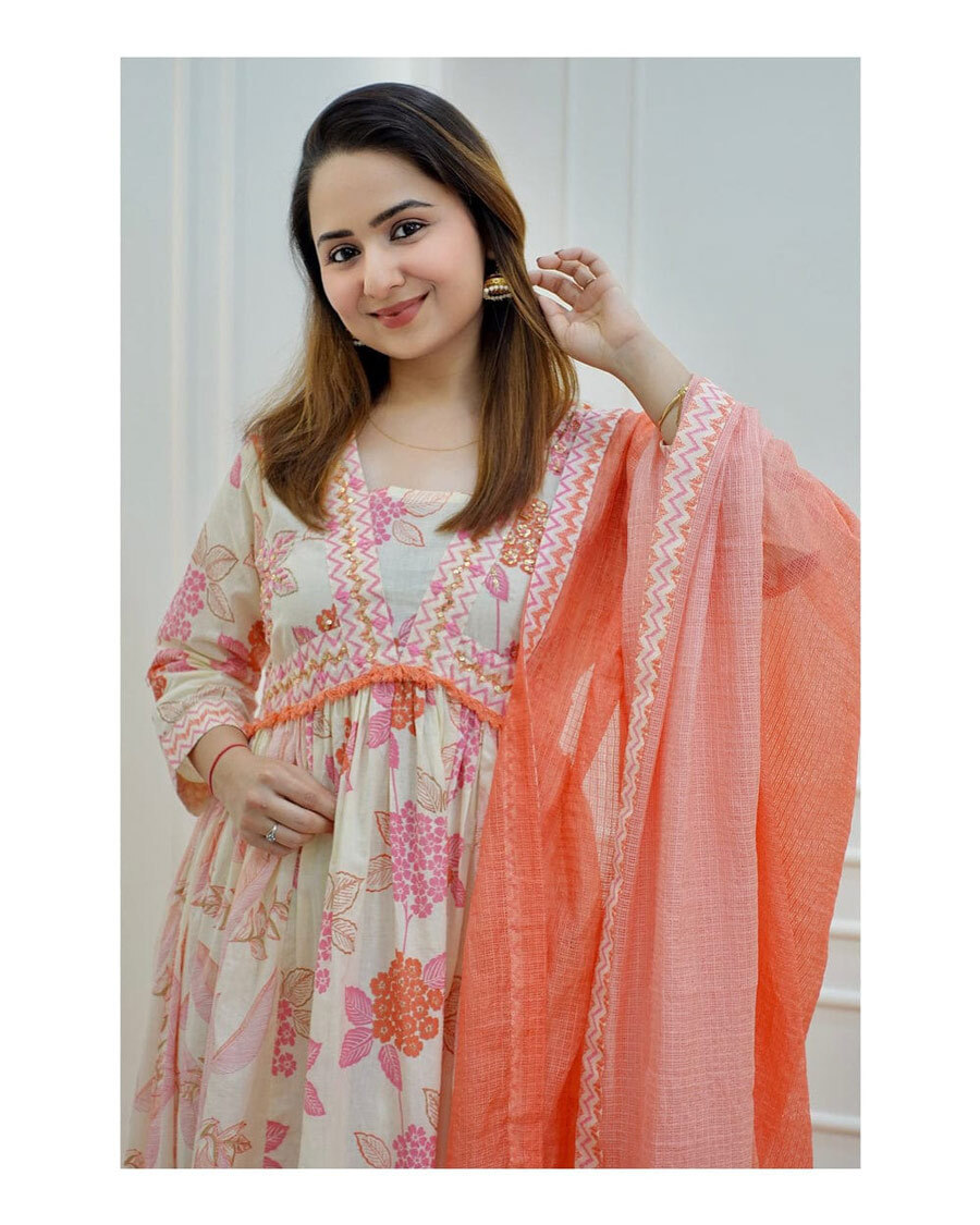 INDIAN PARTY WEAR PRINT WITH EMBROIDERY WORK TOP BOTTOM WITH DUPATTA