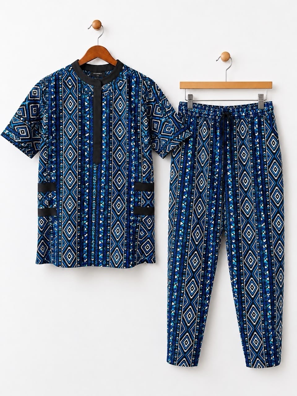 Nigeria/African 2pc Set Blue Ankara Men’s Native Traditional Senator Style Wear