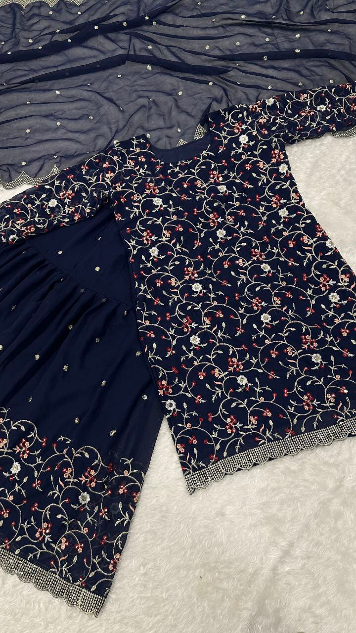 NEW ATTRACTIVE HEAVY GEORGETTE PALAZZO SUIT WITH DUPATTA FOR WEDDING
