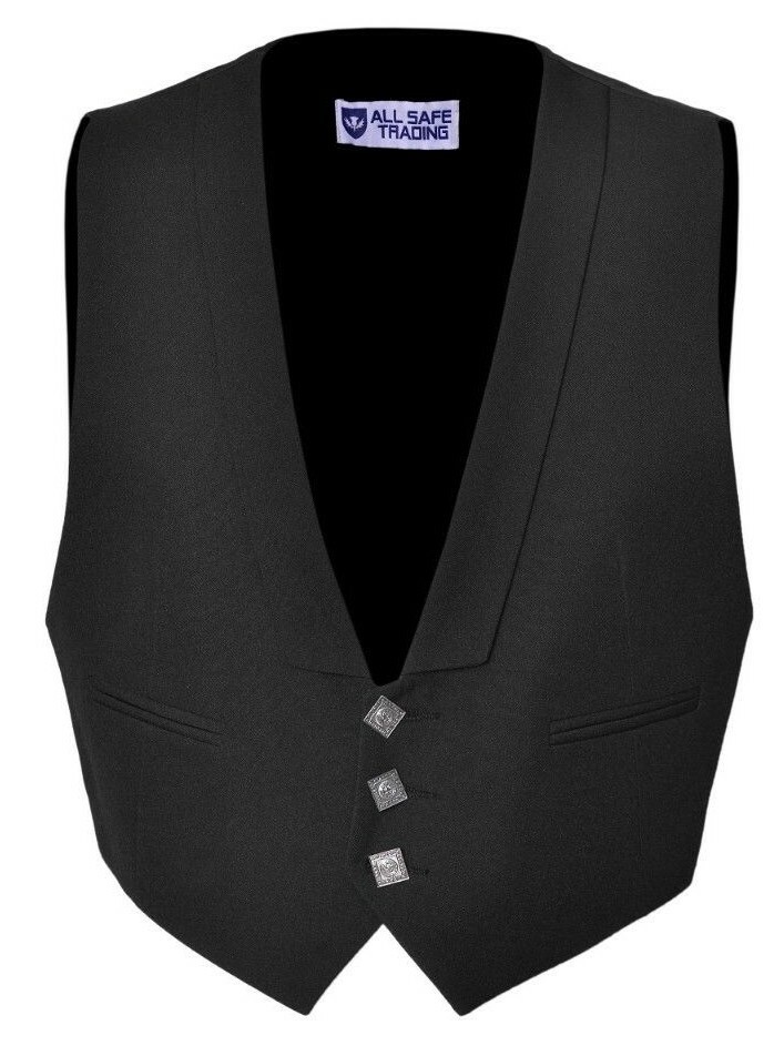 Prince Charlie Black Kilt Waistcoat / Vest