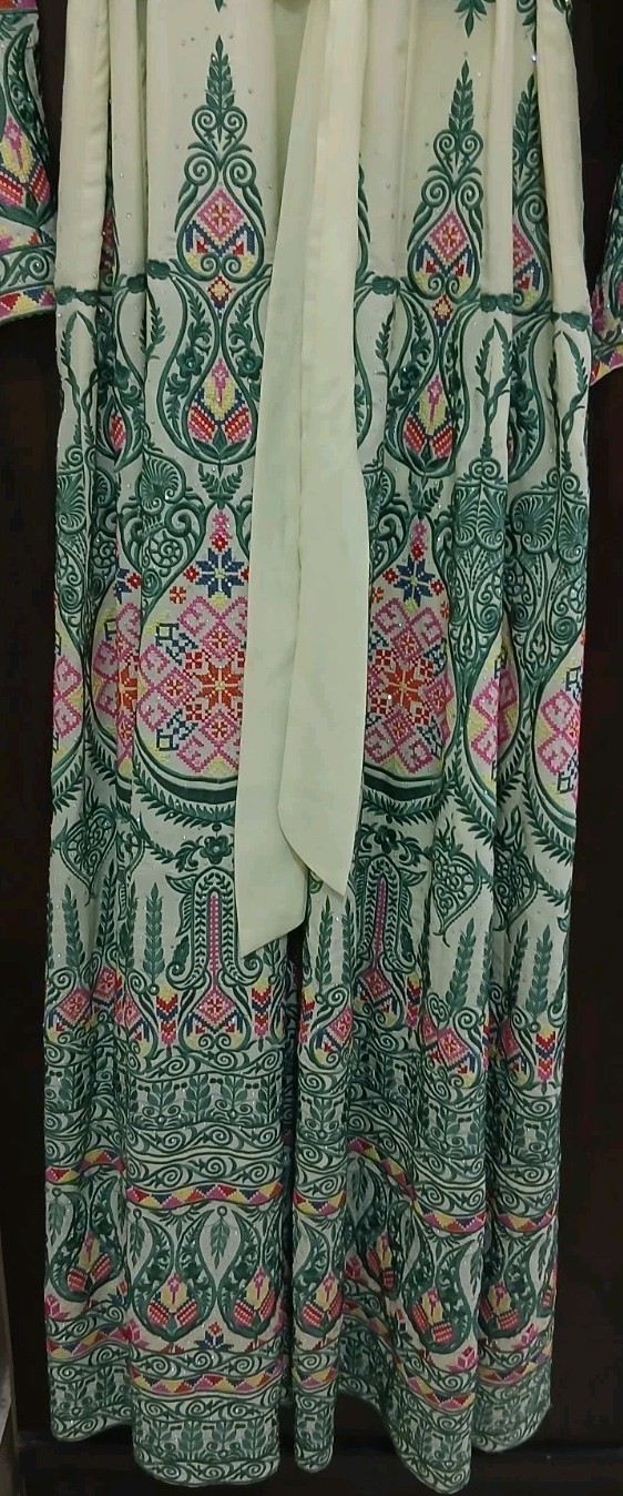 Traditional Palestinian Thobe Embroidered Dress Jordanian Caftan Henna Wedding