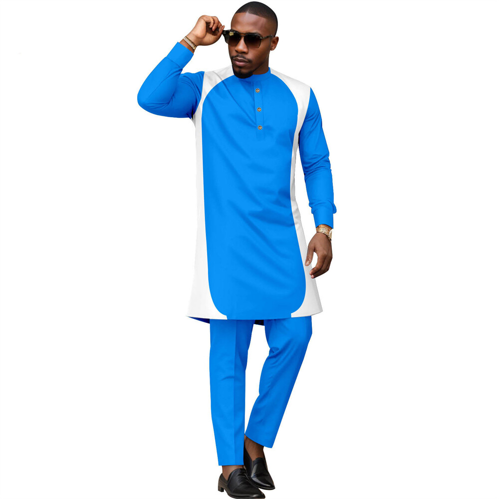 Men’s 2 Piece Set Traditional Shirt and Pants African Set Suit Middle East Suit