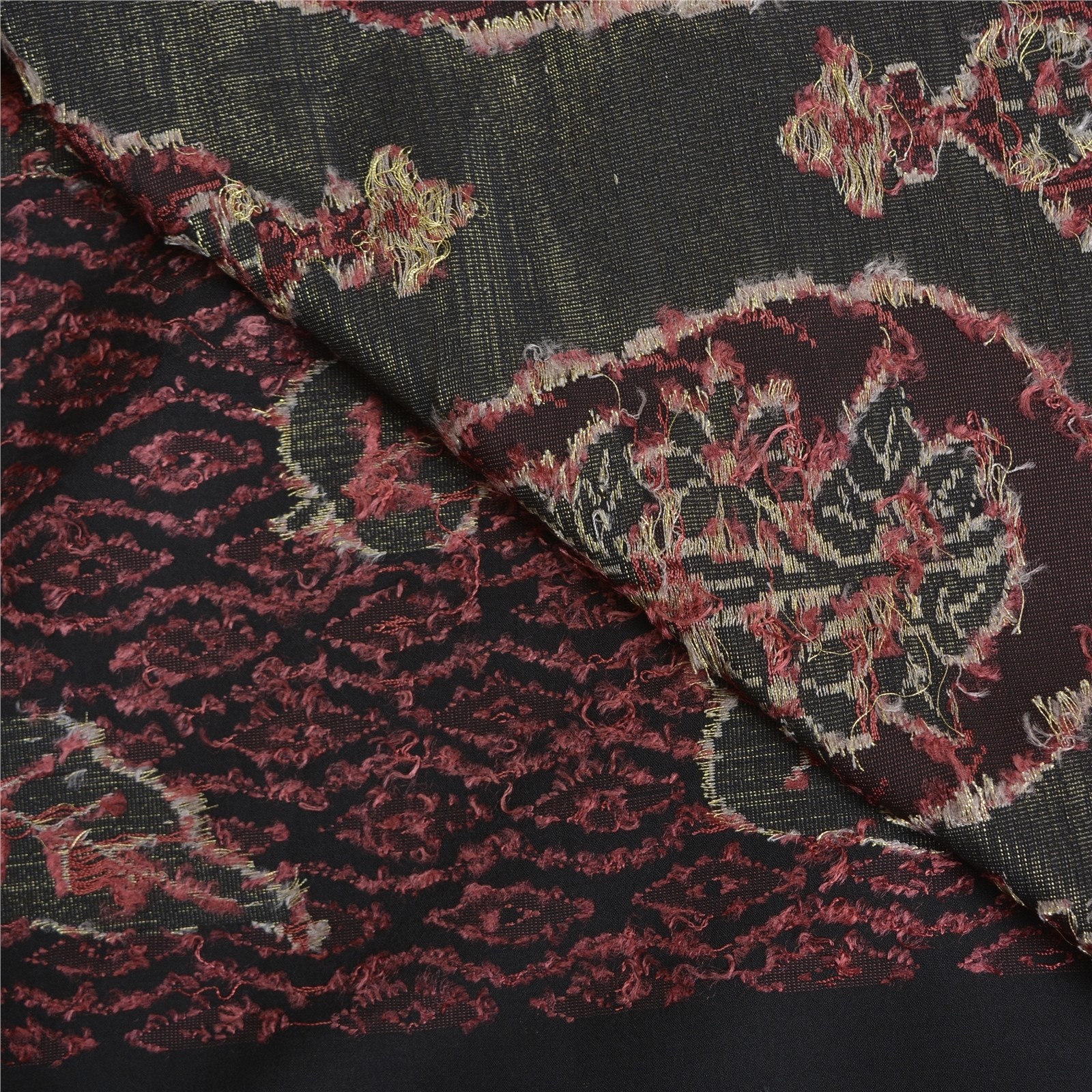 Sanskriti Vintage Sarees Black Pure Silk Leaf Woven 5Yd Indian Traditional Sari