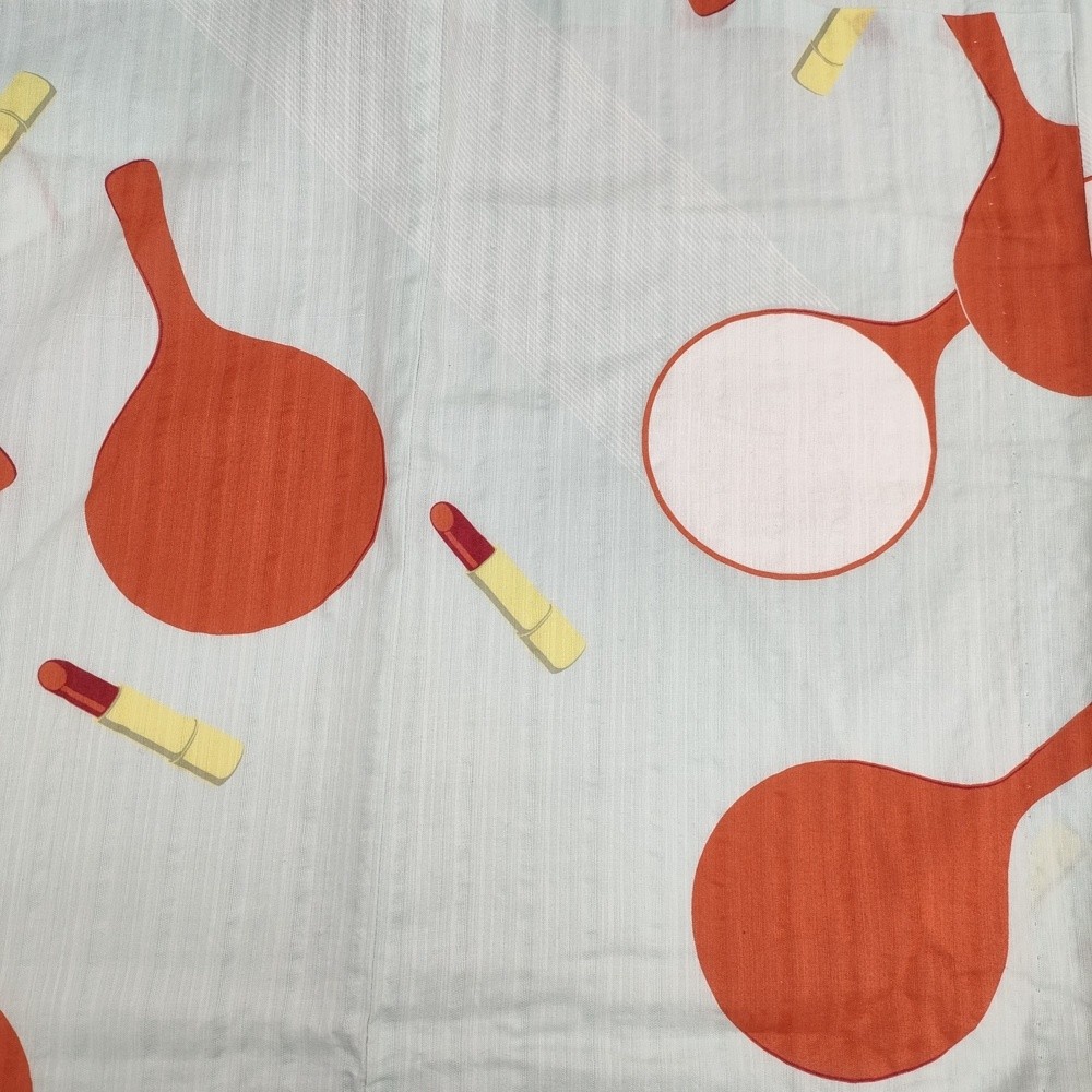 DOUBLE MAISON Hand mirror, lipstick, cotton, yukata Light blue orange 6-0620S△