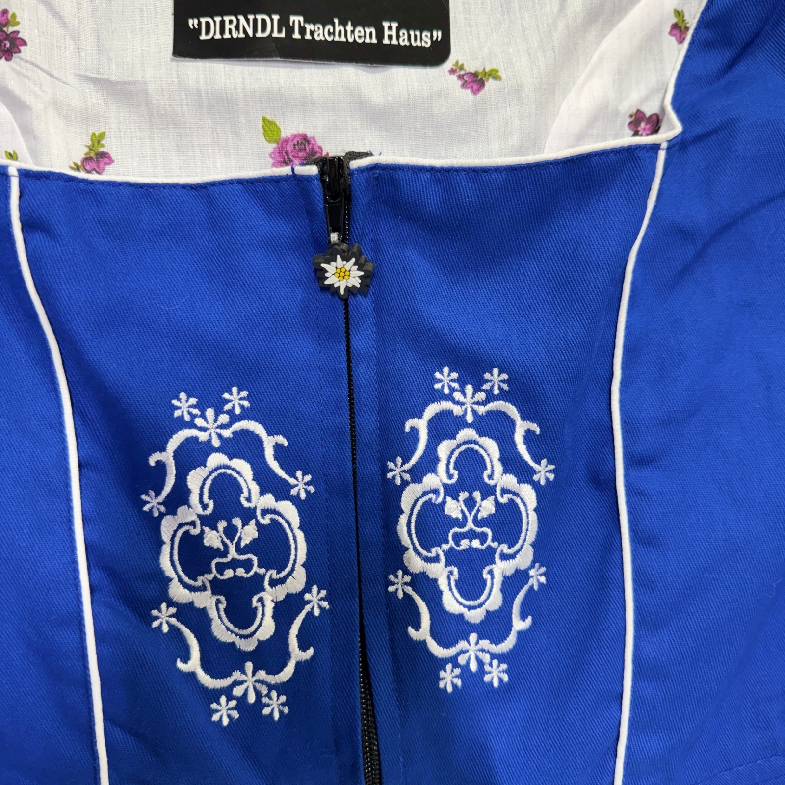 Dirndl Trachten Haus Blue Embroidered Bavarian Dress Size 52 22 Oktoberfest READ