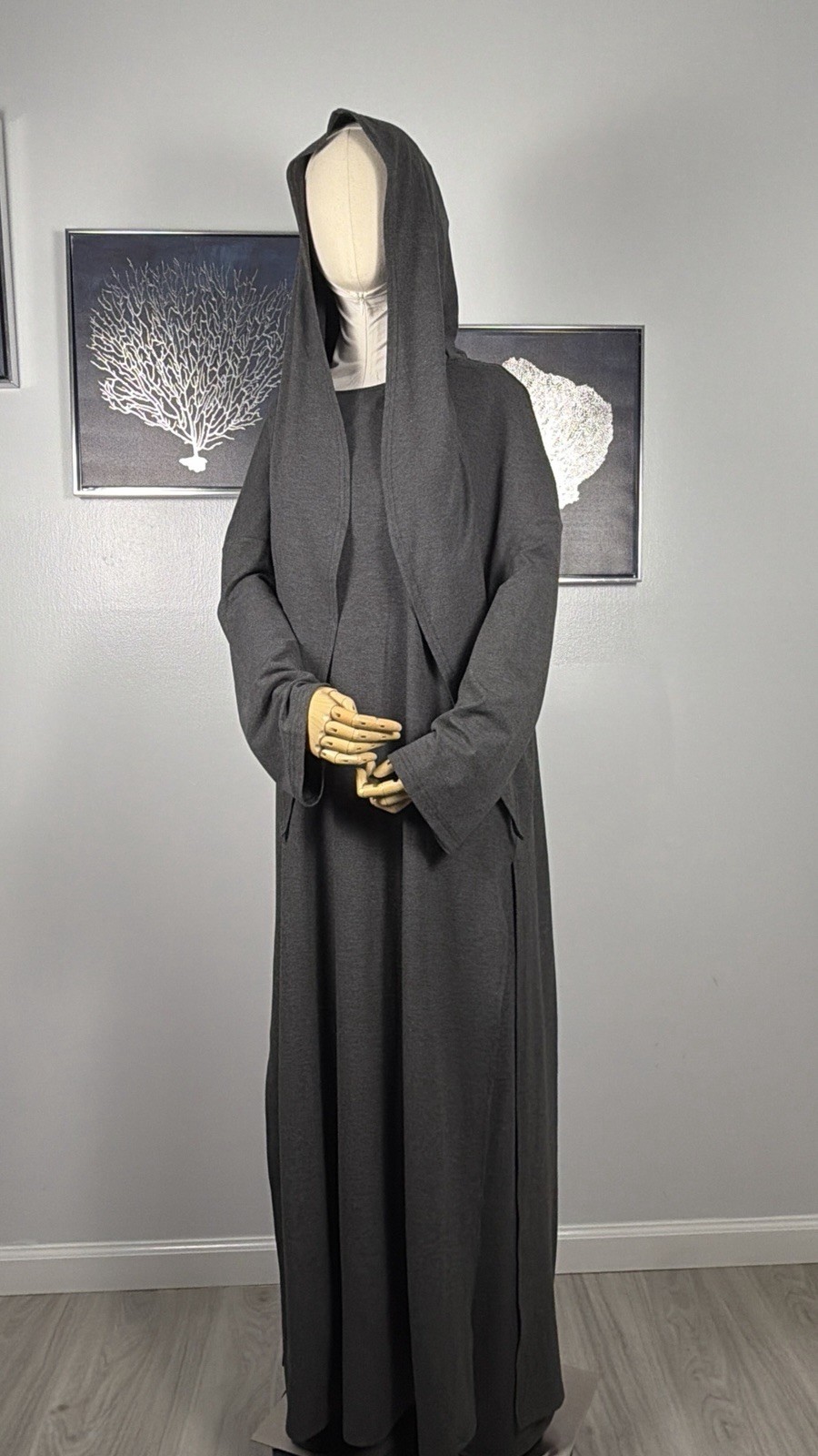 Modest Viscose Tunic and Pants Set with Hooded Hijab Scarf Elegant Muslim Outfit