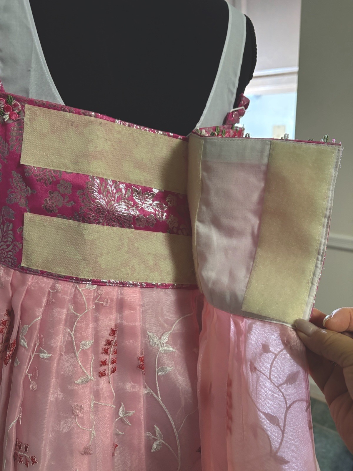 Korean Hanbok 3-tiered floral embroidery skirt Korea Handmade