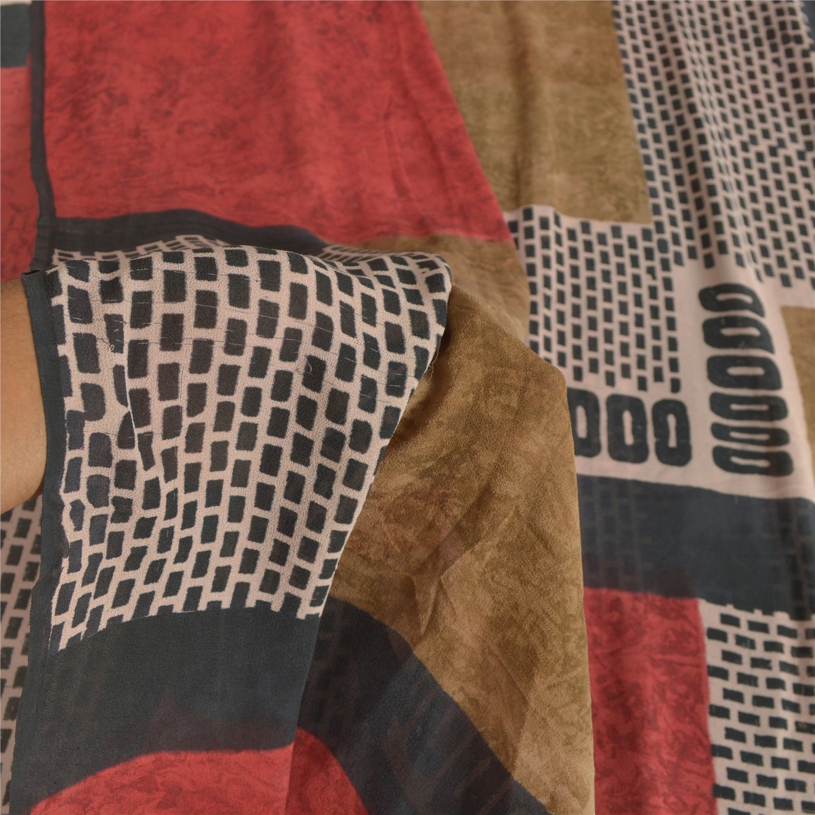 Sanskriti Vintage Indian Sarees Pure Georgette Silk Printed Fabric Craft Sari
