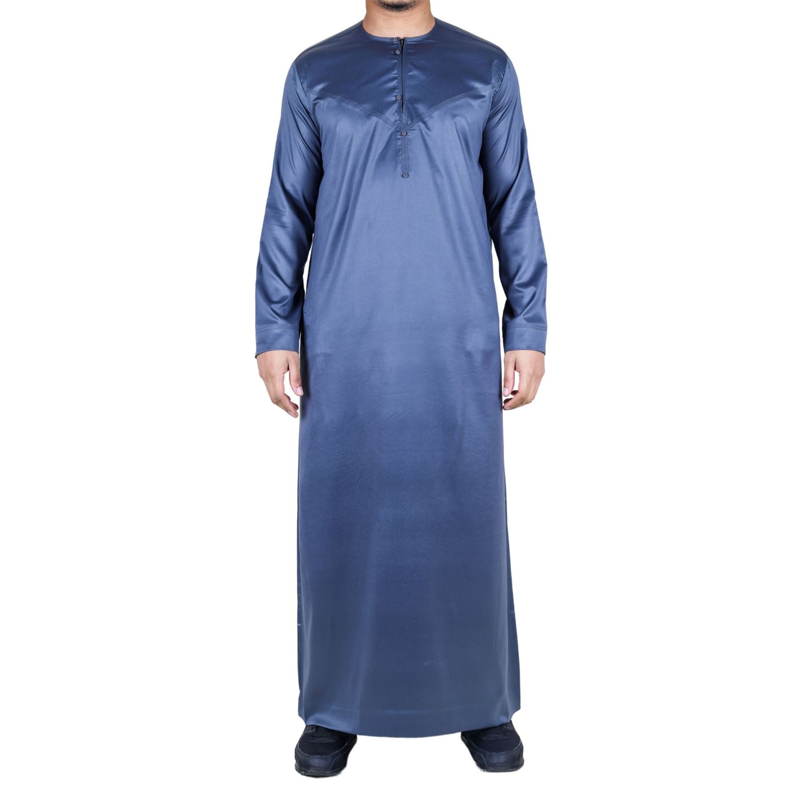 Men’s Charcoal Satin Emirati Thobe Islamic Clothing | Thobez