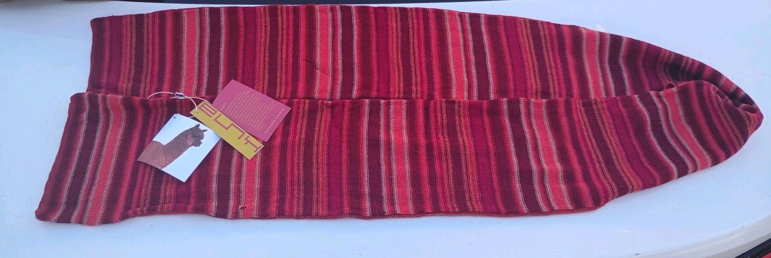 Kuna 100% baby Alpaca striped face scarf Made in Peru 🦙 new READ 64″