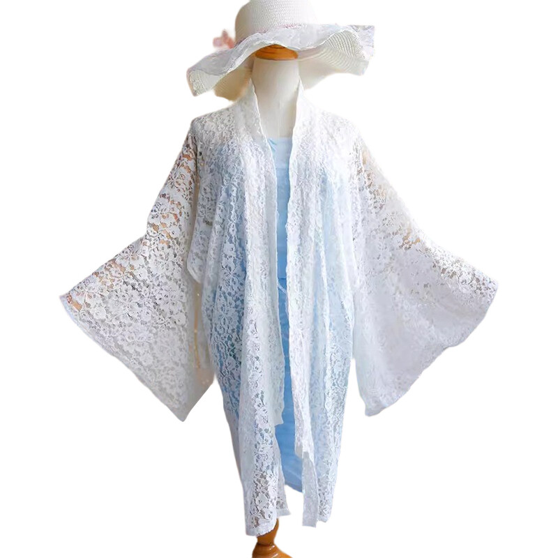 Japanese Kimono Lace Feather Weave Jacket Cardigan Modified Kimono Outer Hollow