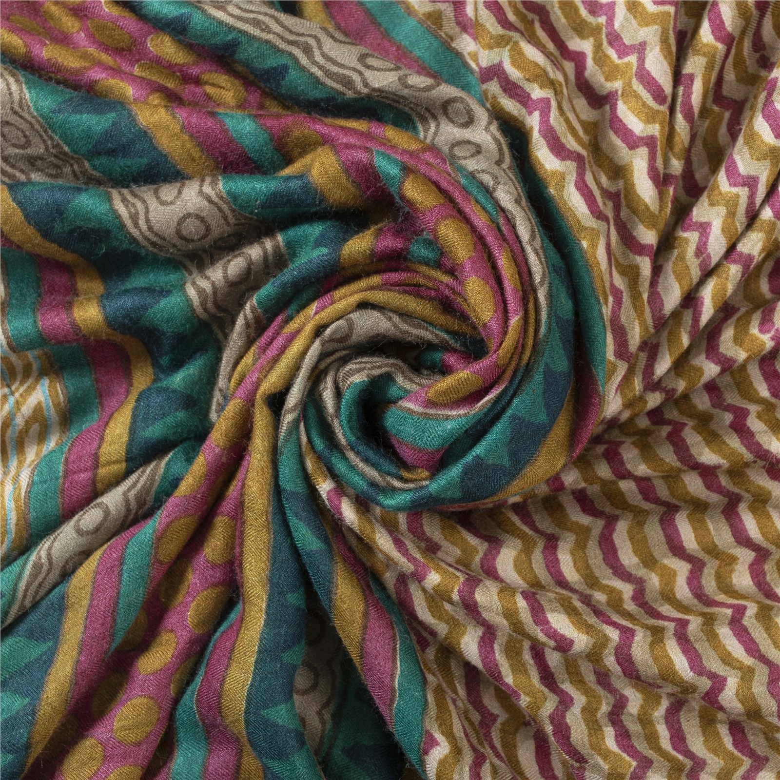 Sanskriti Vintage Sari 100% Pure Woolen Geometric Print 6Yd Sarees For Crafters