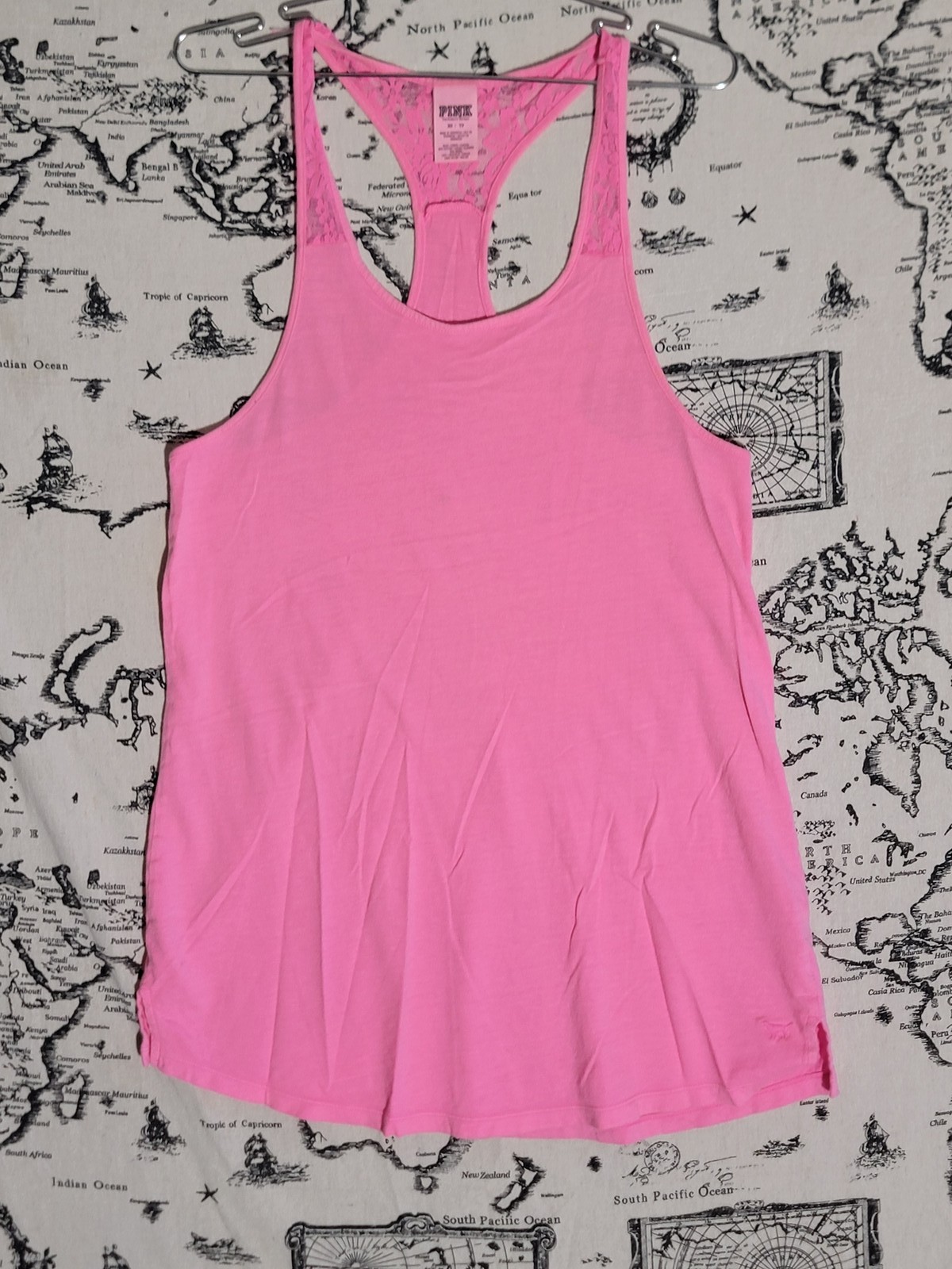 PINK Victoria’s Secret Racerback Tank Top Lace Trim Pink Women’s XS