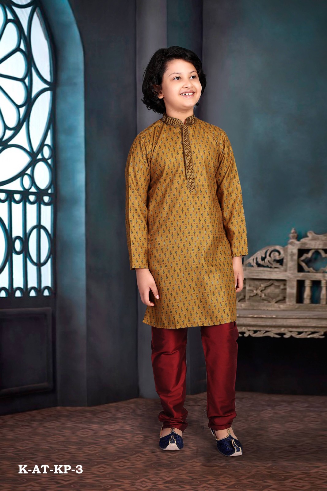 Poly Digital Print Work Traditional Kurta Pajama Set for Boys, Cultural Wear