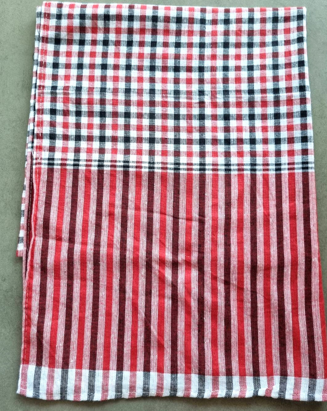 Cloth Fabric Loincloth Pha Kao Ma Cotton Thai Kaoma Plaid Scarf Vintage Red 70″