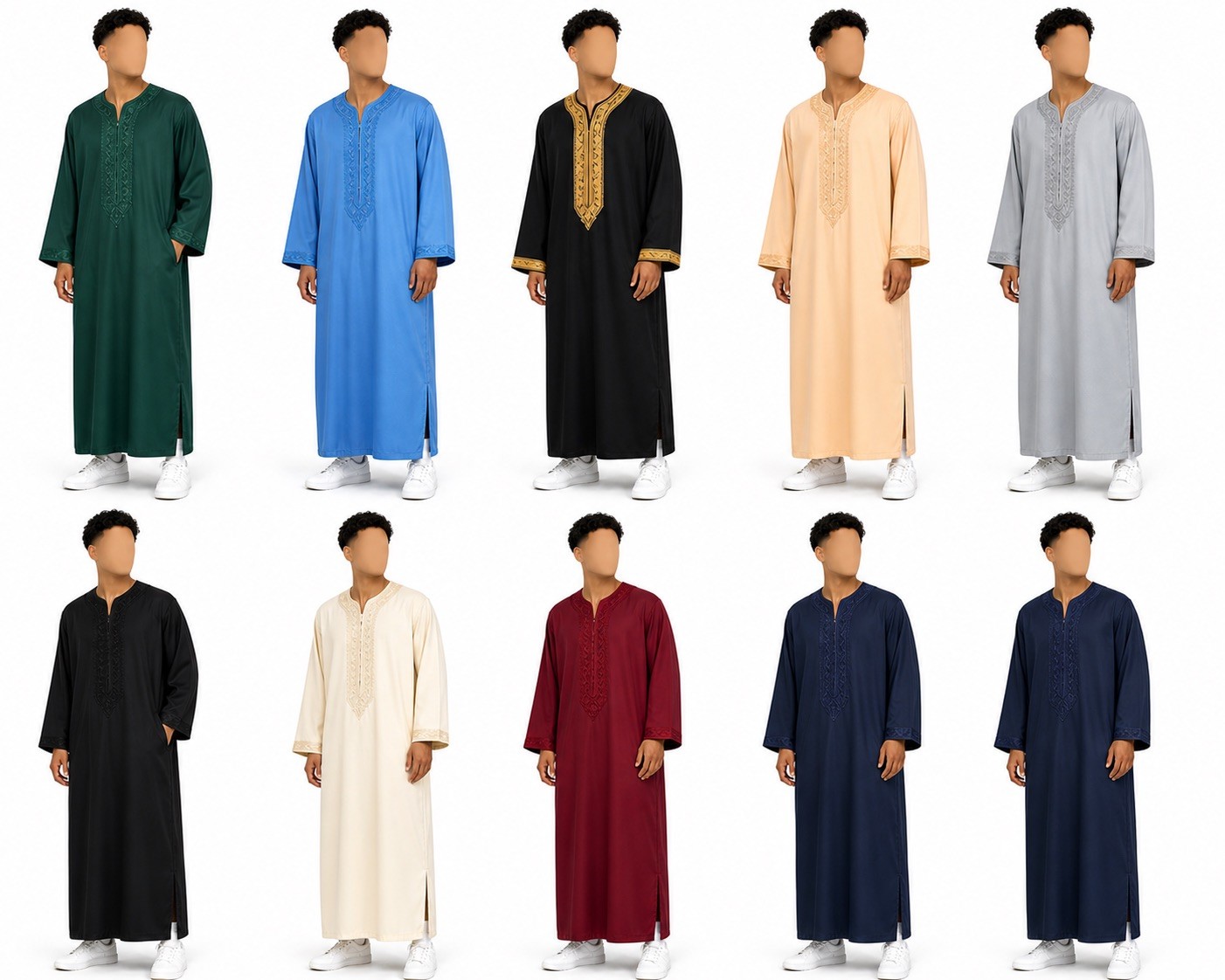 Moroccan Gondura Thobe Men’s Premium Eid Outfit Kaftan Jalabiya All Sizes S-XXL