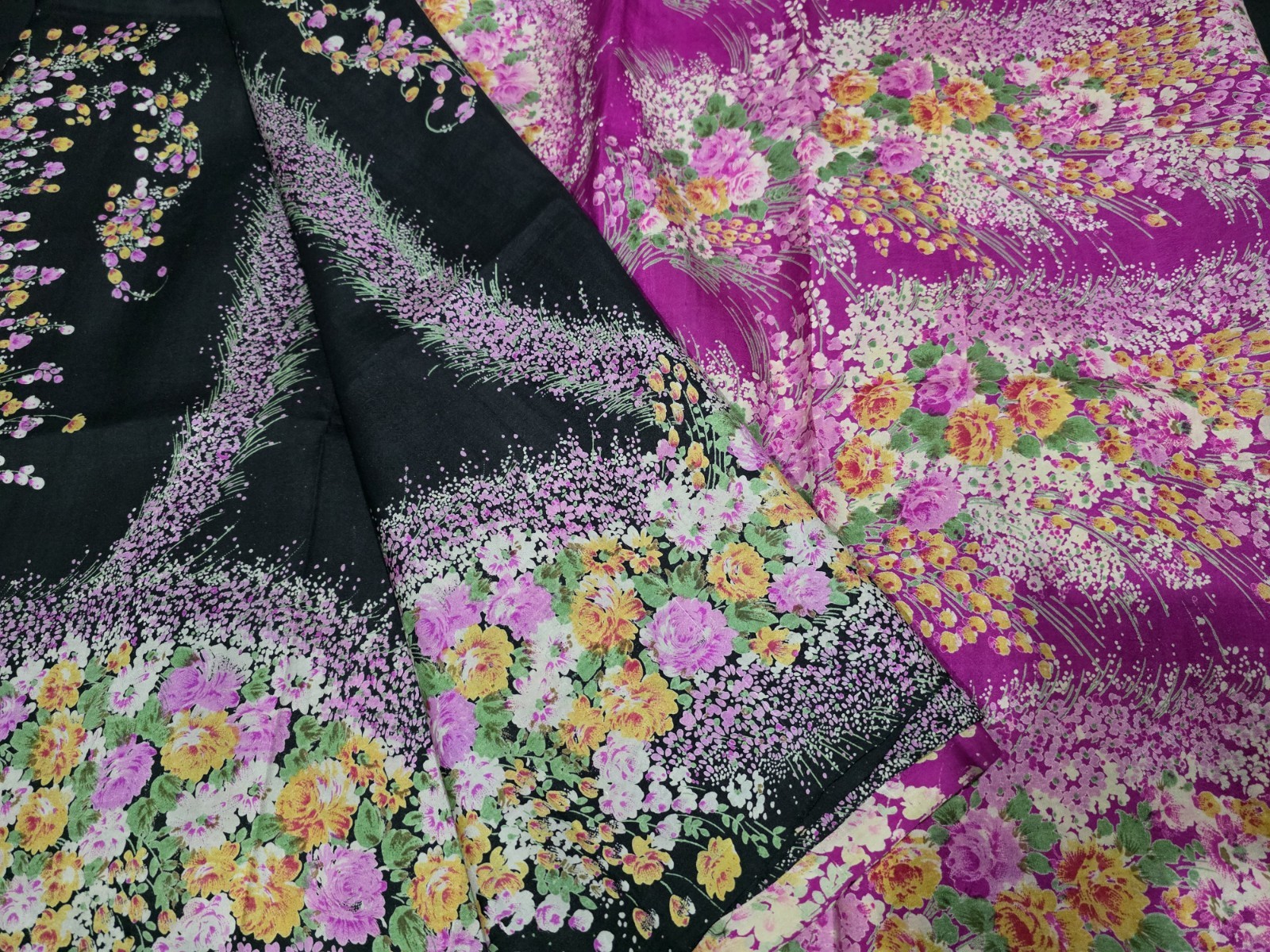 Vintage Silk Saree, 100% Pure Silk Fabric, 5 Yards Ethnic Indian Printed Sari