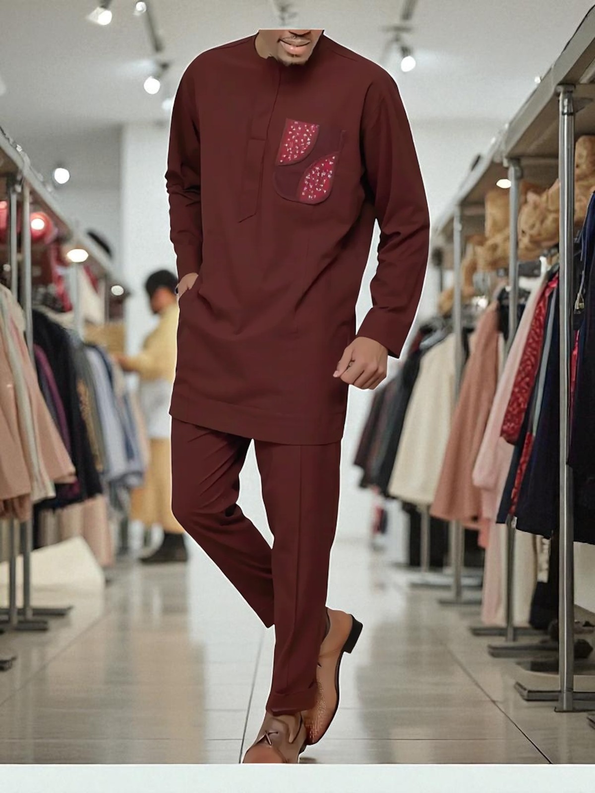 African Men,s Classic Clothing Sets Long Sleeve Two Piece Outfits For Men