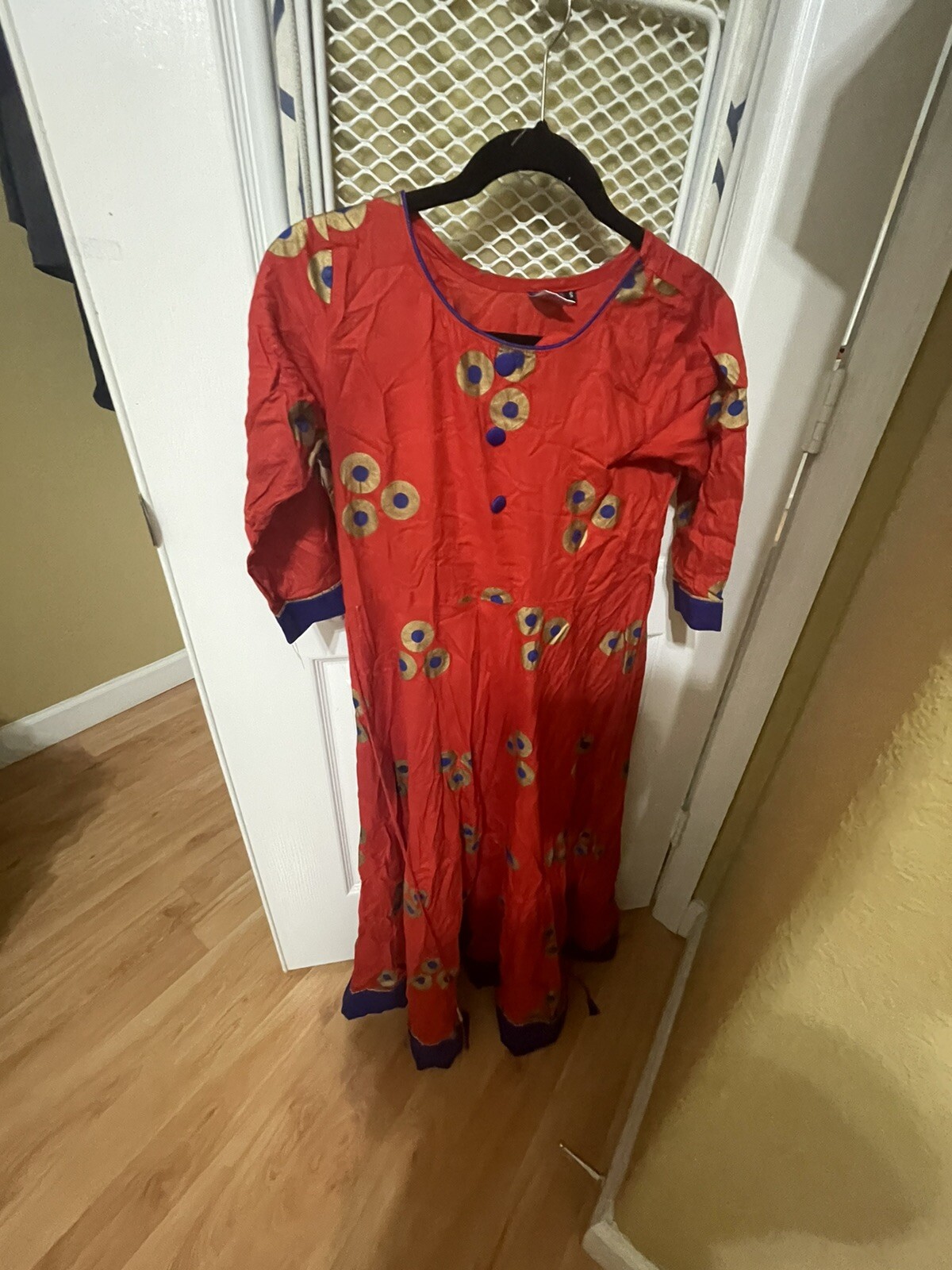 Indian Pakistani Salwar chudidar AnarkLali kurta Gown blue orange waist tie