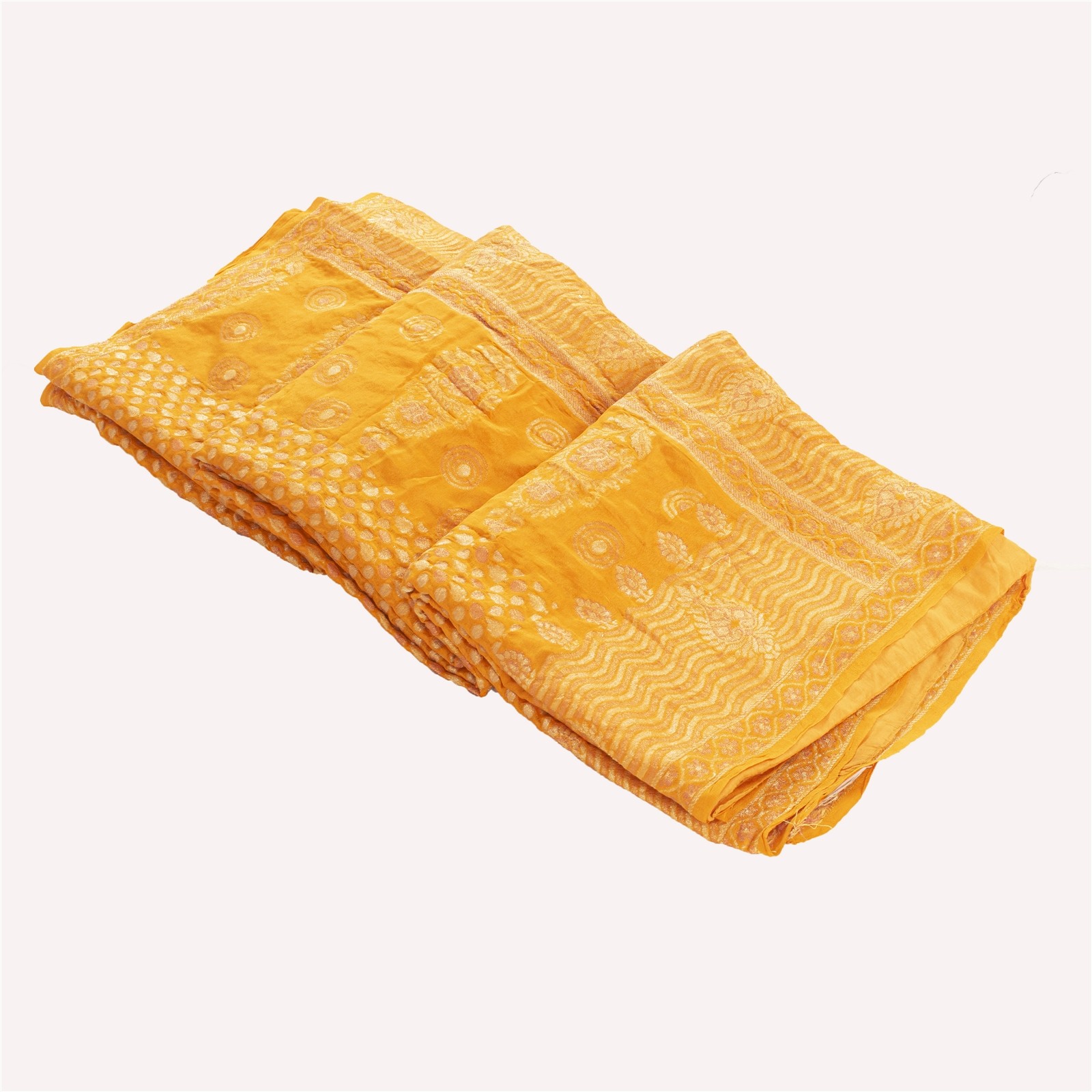 Sanskriti Vintage Yellow Indian Sarees Pure Silk Woven Premium Sari Fabric