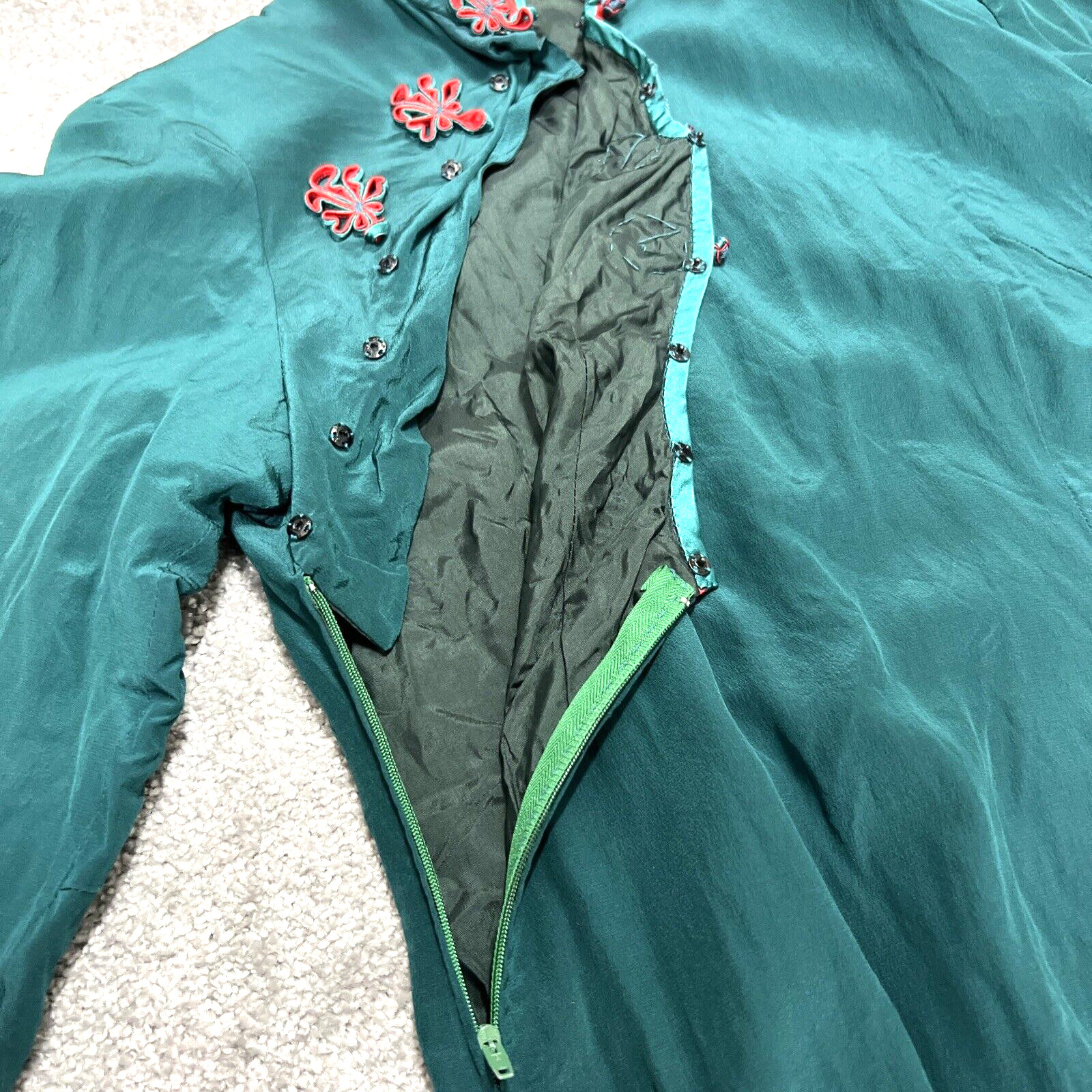 Elisa Women’s 27 Oriental Cheongsam Dress Satin 3/4 Sleeves Turquoise